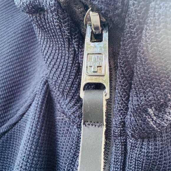 Swiss Tech Mens Soft Shell Waffle Knit Jacket Navy and Gray Size M Fleece Lined - Picture 4 of 5